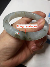 Load image into Gallery viewer, 56.5mm 100% natural type A icy watery light green/brown/black seaweed jadeite jade bangle Q139-5250