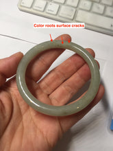 Load image into Gallery viewer, 54.4mm Certified type A 100% Natural light green gray black slim round cut Jadeite bangle PA199-2453