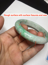 Load image into Gallery viewer, 55.6 mm Certified type A 100% Natural sunny green/white Jadeite bangle AY83-3466