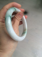 Load image into Gallery viewer, 60.6mm certified 100% Natural green/white with green floating flowers Jadeite Jade bangle AZ36-4373