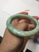 Load image into Gallery viewer, 60.5mm certified type A 100% Natural sunny green/white Jadeite Jade bangle B115-8218