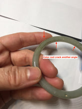 Load image into Gallery viewer, 54.7mm Certified type A 100% Natural light green gray black slim round cut Jadeite bangle PA194-2460