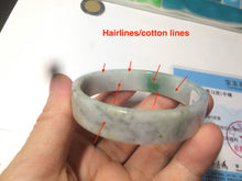 Load image into Gallery viewer, 52.5mm Certified type A 100% Natural sunny green/purple/white square Jadeite Jade bangle AX44-4717