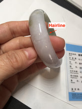 Load image into Gallery viewer, 54mm certified Type A 100% Natural light green white purple Jadeite Jade bangle Q131-3010