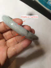 Load image into Gallery viewer, 60mm Certified Type A 100% Natural sunny green/white/purple chubby round cut Jadeite Jade bangle BF3-0028