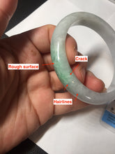 Load image into Gallery viewer, 55.2mm Certified Type A 100% Natural sunny green/light purple Jadeite Jade bangle BM27-0795