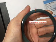 Load image into Gallery viewer, 60.5mm Certified Type A 100% Natural dark green blue gray black slim round cut Guatemala Jadeite bangle PC176-2056