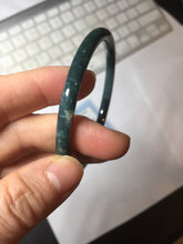 Load image into Gallery viewer, 59mm Certified Type A 100% Natural dark green/blue/gray with Guatemala slim round cut Jadeite bangle PH5-2328