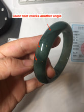 Load image into Gallery viewer, 57.5mm Certified type A 100% Natural oily dark green (老油青) blue gray black Mountains Afar (远山)Jadeite bangle PC259-0552