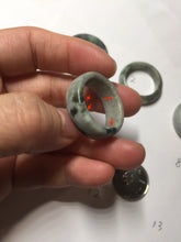 Load image into Gallery viewer, Size 7 3/4-13 100% natural type A light green/black/white/brown jadeite band ring group PD197