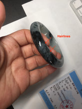 Load image into Gallery viewer, 54mm Certified Type A 100% Natural icy watery dark green/white//black Jadeite Jade bangle BM7-8579