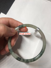 Load image into Gallery viewer, 55.6mm Certified Type A 100% Natural green/black/gray/purple with dark green floating flowers slim round cut Jadeite bangle PD46-5748