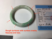 Load image into Gallery viewer, 56 mm Certified type A 100% Natural sunny green/white Jadeite bangle AY84-3462
