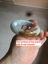 Load image into Gallery viewer, 53.5mm certified Type A 100% Natural light green/brown Jadeite Jade bangle AR93-0722
