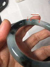Load image into Gallery viewer, 57.7mm Certified Type A 100% Natural Dark Green Blue Gray Black Moonlit Ink (水墨月色) Round Cut Jadeite Jade Bangle BS148-0737