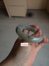 Load image into Gallery viewer, 53.5mm certified 100% natural Type A icy watery green/gray jadeite jade bangle AF86-0223