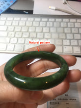 Load image into Gallery viewer, 51mm certified 100% Natural dark green/black nephrite (碧玉) bangle HN123-0138