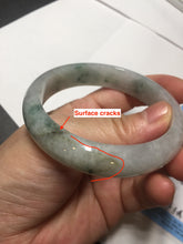 Load image into Gallery viewer, 55mm certified 100% natural icy watery light green with green floating flowers jadeite jade bangle AS88-7068