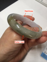 Load image into Gallery viewer, 57mm certified Type A 100% Natural dark green purple white Jadeite Jade bangle Y157-3002