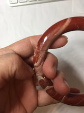 Load image into Gallery viewer, 58.3mm 100% natural red jasper stone(红碧玉,鸡血石) round cut bangle SY117
