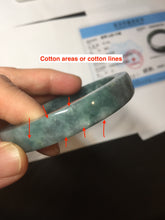 Load image into Gallery viewer, 58.5mm Certified Type A 100% Natural Dark Green Purple Gray Monet's Pond Square Jadeite Jade Bangle PF85-7521