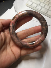 Load image into Gallery viewer, 55mm 100% natural pink/black/brown/yellow chubby round cut rose stone (Rhodonite) bangle AW36