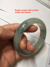 Load image into Gallery viewer, 55.5mm certified type A 100% Natural icy watery light green with dark green flowers jadeite jade bangle PH59-1059