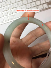 Load image into Gallery viewer, 56mm certified Type A 100% Natural white light green gray slim round cut Jadeite Jade bangle PB253-3715