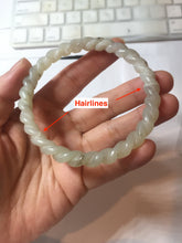 Load image into Gallery viewer, 60.5mm Certified Type A 100% Natural Green, Gray, Brown & Black Flying Dandelion Vintage Twist Style Nephrite Jade Bangle JT7-1199