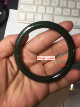 Load image into Gallery viewer, 53.6mm certified 100% Natural dark green/black round cut nephrite (碧玉) bangle HN148-0508