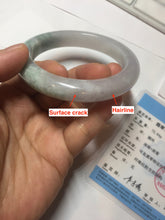 Load image into Gallery viewer, 60.1mm Certified Type A 100% Natural icy watery green/purple chubby Jadeite Jade bangle E145-9530