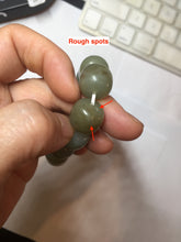Load image into Gallery viewer, 14x13mm 100% Natural light green/gray vintage style nephrite Jade bead bracelet HF38