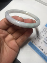Load image into Gallery viewer, 57mm certified 100% natural type A light green/purple/yellow(FU LU SHOU) with green fly flowers round cut jadeite jade bangle BN54-3124