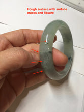 Load image into Gallery viewer, 55.5mm certified type A 100% Natural icy watery light green with dark green flowers jadeite jade bangle PH59-1059