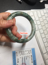 Load image into Gallery viewer, 59.5mm certified Type A 100% Natural dark green brown chubby round cut Jadeite Jade bangle BK141-5309