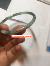 Load image into Gallery viewer, 57.8mm Certified type A 100% Natural light green with green floating flowers round cut Jadeite bangle J129-3397