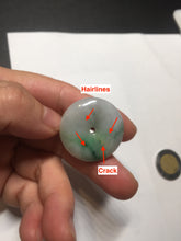 Load image into Gallery viewer, 27.8/6.1mm Type A 100% Natural sunny green light purple red Jadeite Jade Safety Guardian Button donuts Pendant group BP108
