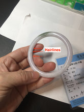 Load image into Gallery viewer, 54.5mm certified 100% natural light green/white/purple round cut jadeite jade bangle BK85-4668