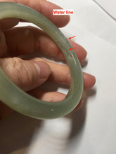 Load image into Gallery viewer, 52.5mm Certified 100% Natural icy waery light green/yellow/gray round cut nephrite jade bangle HN35-3599