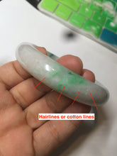 Load image into Gallery viewer, 56.4 mm certificated Type A 100% Natural sunny green/white/purple Jadeite Jade bangle S59-4130