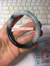 Load image into Gallery viewer, 55.5mm Certified Type A 100% Natural Dark Green Blue Gray Black Moonlit Ink (水墨月色) Round Cut Jadeite Jade Bangle BS149-0742