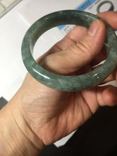 Load image into Gallery viewer, 56.4mm certified type A 100% Natural oily dark green gray black with flying snow Jadeite jade bangle PC203-7671