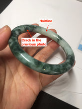 Load image into Gallery viewer, 56mm certified 100% natural Type A silent snow and green forest round cut jadeite jade bangle AA36-4282