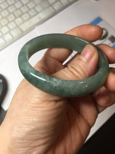 Load image into Gallery viewer, 49mm Certified Type A 100% Natural Oily Dark Green Gray Black Oval Jadeite Jade Bangle PC205-7682