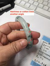 Load image into Gallery viewer, 55.5mm certified 100% natural Type A silent snow and green fire forest round cut jadeite jade bangle AA35-4285