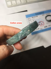 Load image into Gallery viewer, 58.5mm Certified Type A 100% Natural Dark Green Purple Gray Monet's Pond Square Jadeite Jade Bangle PF85-7521
