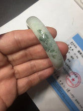 Load image into Gallery viewer, 55.5mm Certified type A 100% Natural light green with green flying flowers Jadeite bangle D131-4024