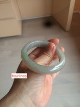 Load image into Gallery viewer, 53.5mm certified 100% natural Type A icy watery green/gray jadeite jade bangle AF86-0223