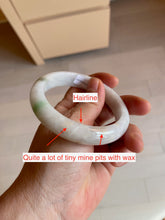Load image into Gallery viewer, 57.8mm certified 100% natural sunny green/white jadeite jade bangle BF42-1471