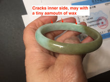 Load image into Gallery viewer, 53mm Certified Type A 100% Natural apple green brown oval Jadeite bangle BH97-2190
